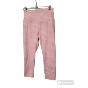 Zella Leggings Cropped Crop High Waisted High Rise Activewear Pink White Sz S